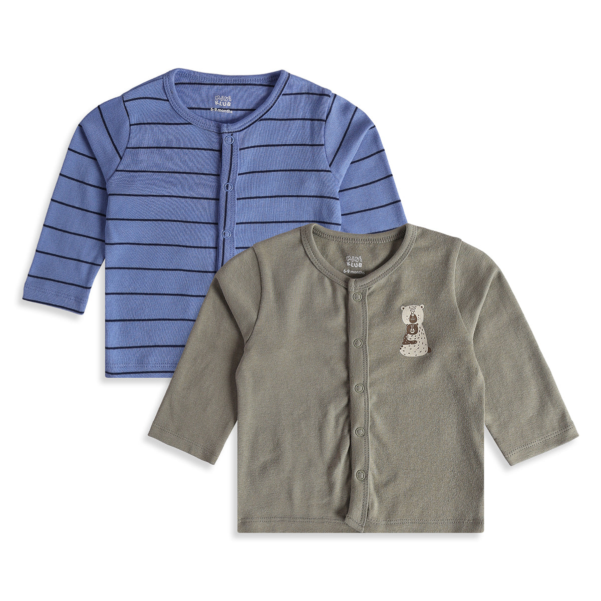 Baby Boys Blue Grey Cotton Front Open Vests Pack of 2 Casual Wear