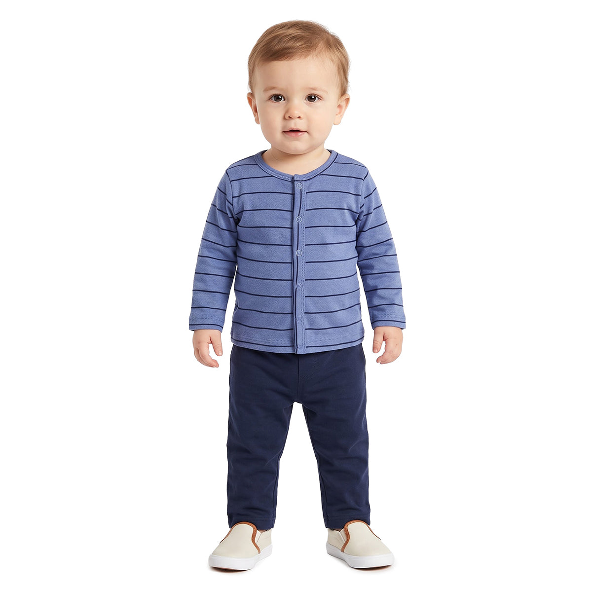 Baby Boys Blue Grey Cotton Front Open Vests Pack of 2 Casual Wear
