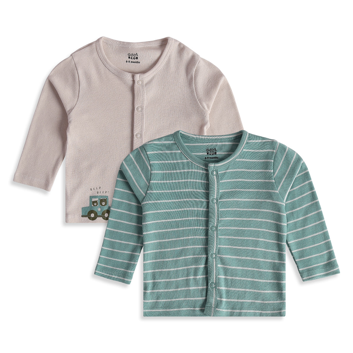 Baby Boys Beige Green Cotton Front Open Vests Pack of 2 Casual Wear