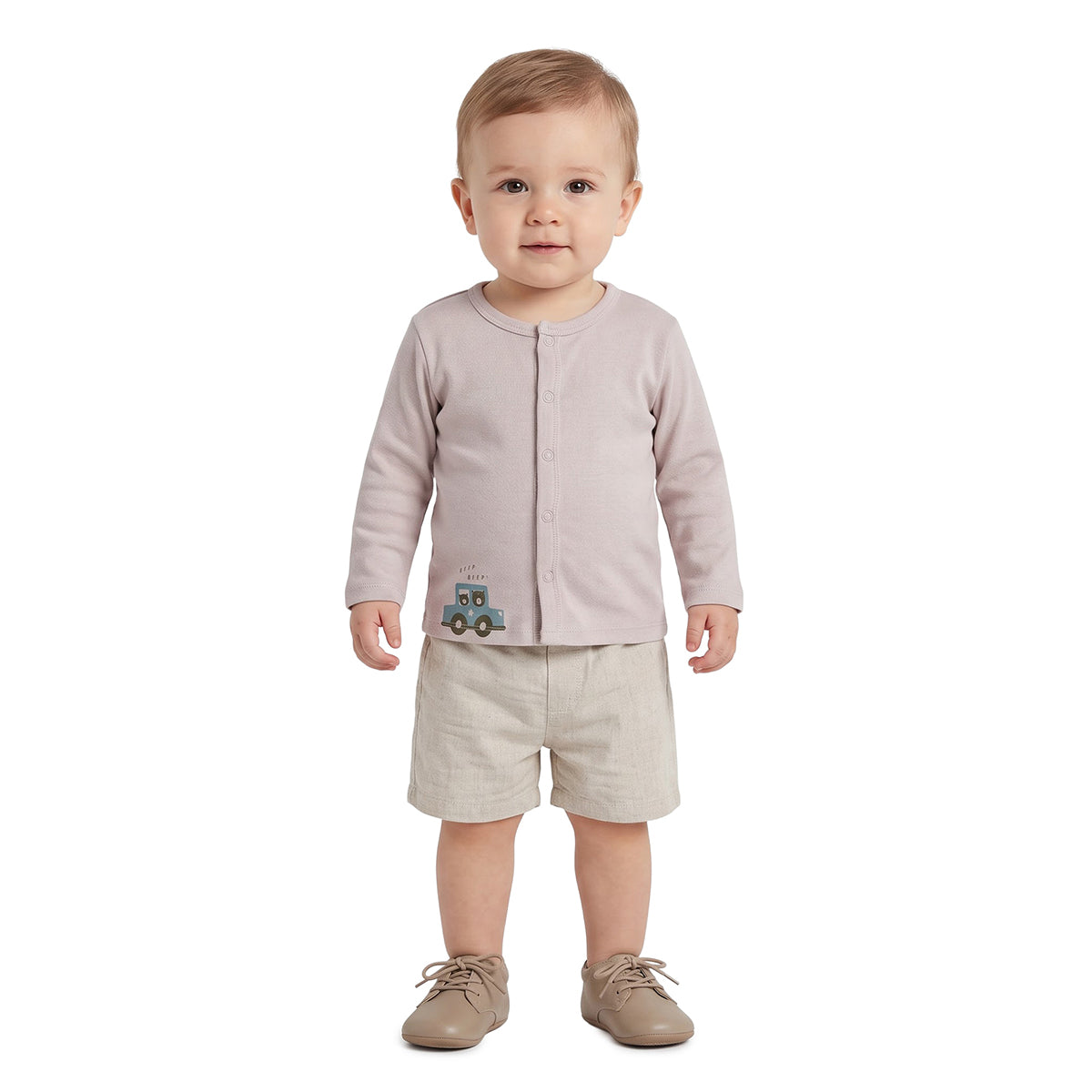 Baby Boys Beige Green Cotton Front Open Vests Pack of 2 Casual Wear