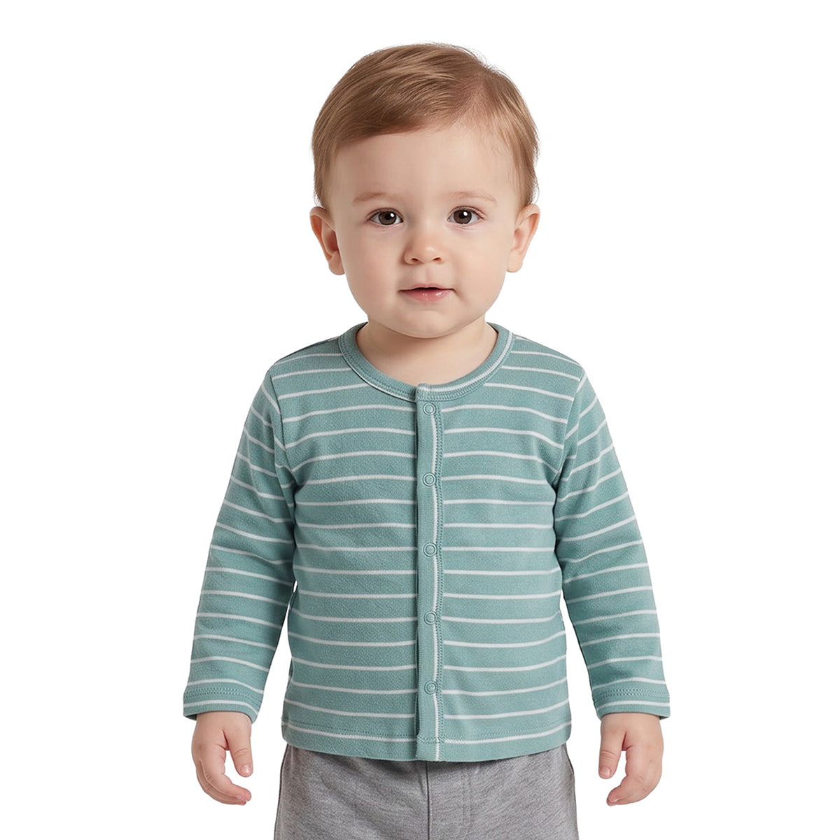 Baby Boys Beige Green Cotton Front Open Vests Pack of 2 Casual Wear