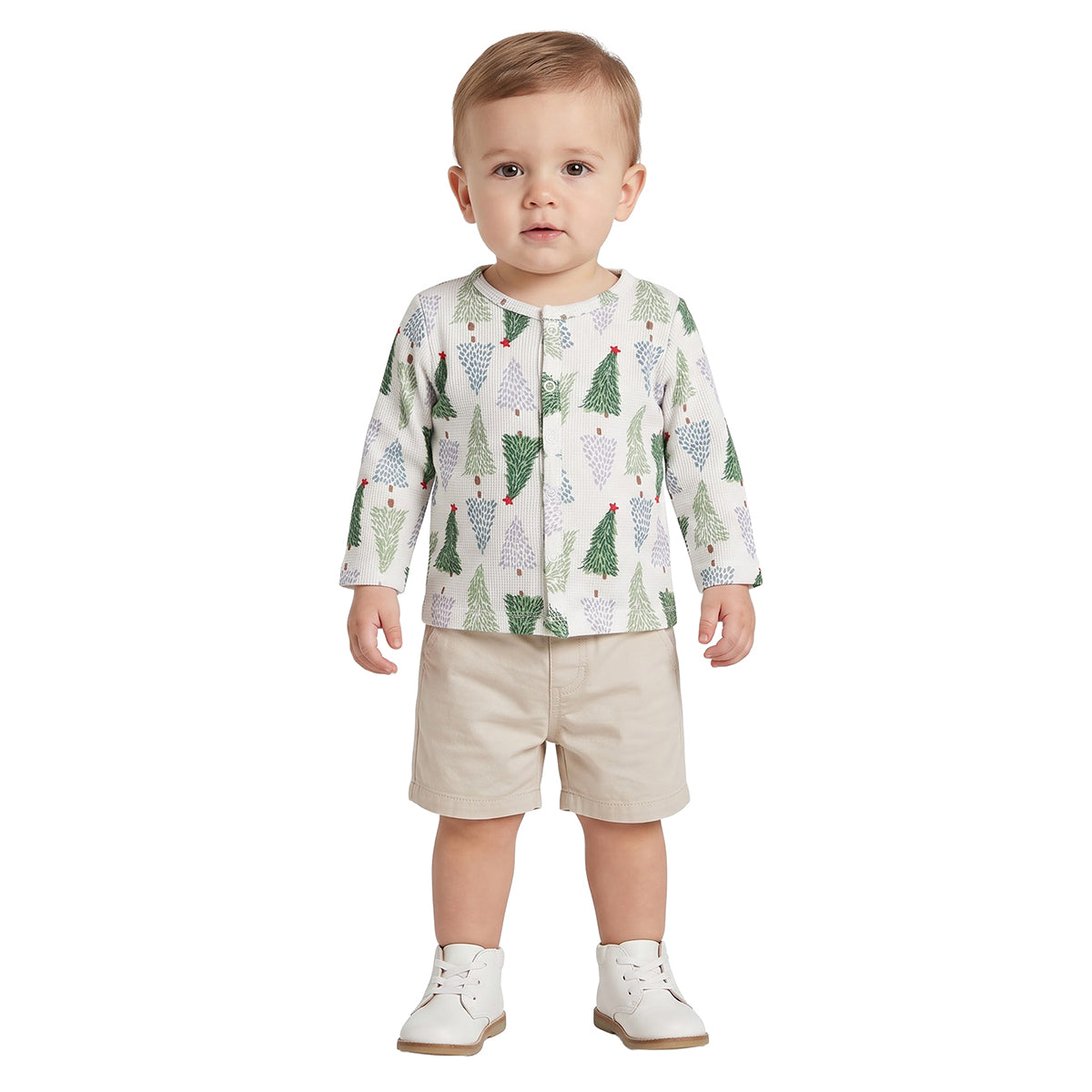 Baby Boys Green Cotton Printed Front Open Vests Pack of 2