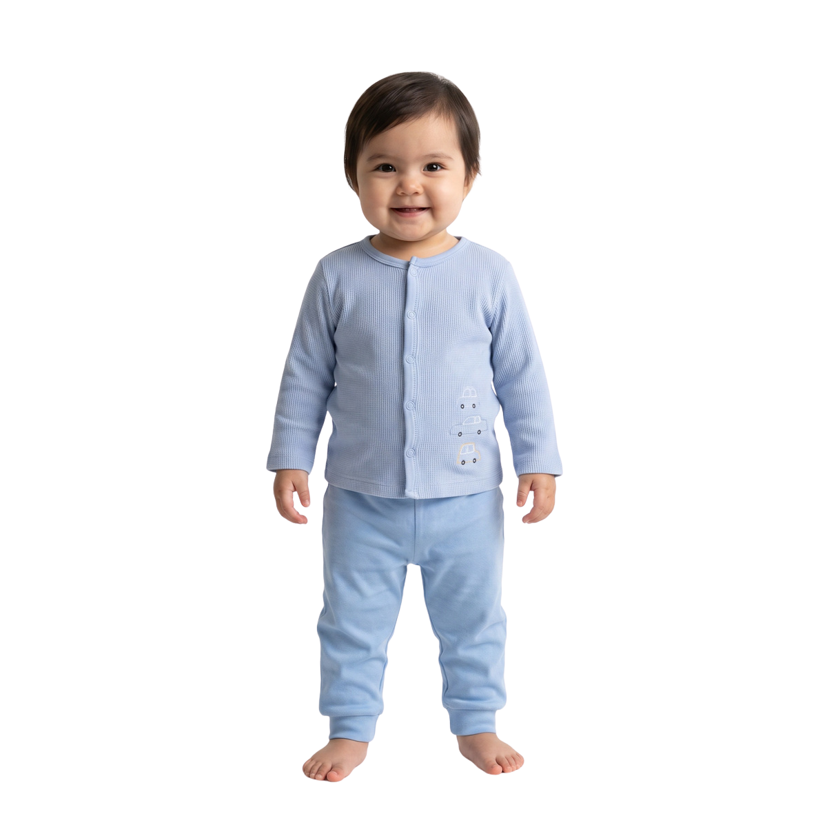 Baby Boys Blue and White Cotton Front Open Vests Pack of 2 Regular Fit