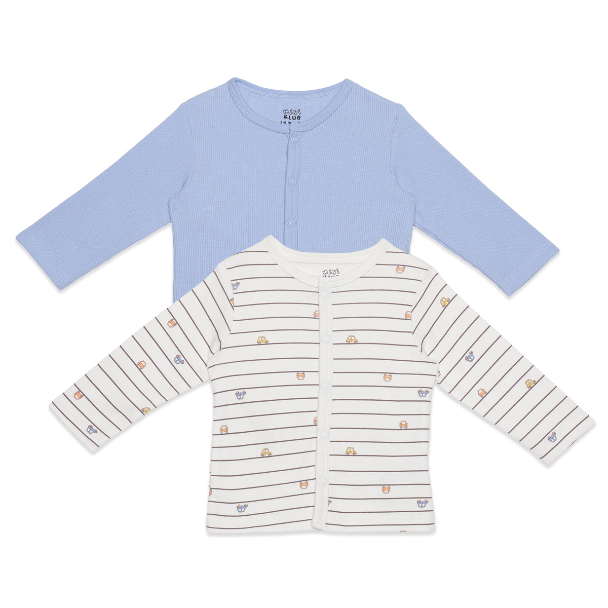 Baby Boys Blue and White Cotton Front Open Vests Pack of 2 Regular Fit Casual Wear