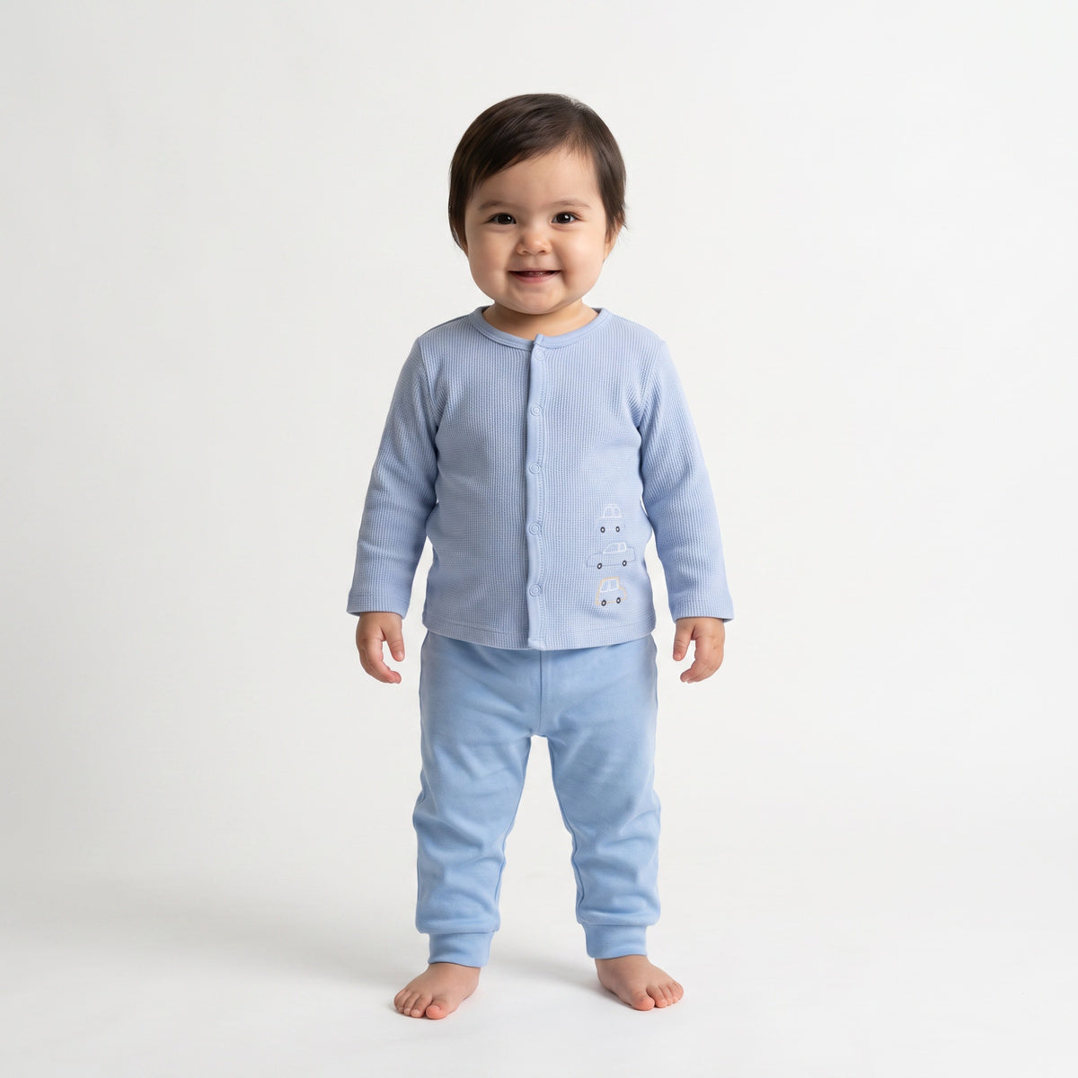 Baby Boys Blue and White Cotton Front Open Vests Pack of 2 Regular Fit Casual Wear