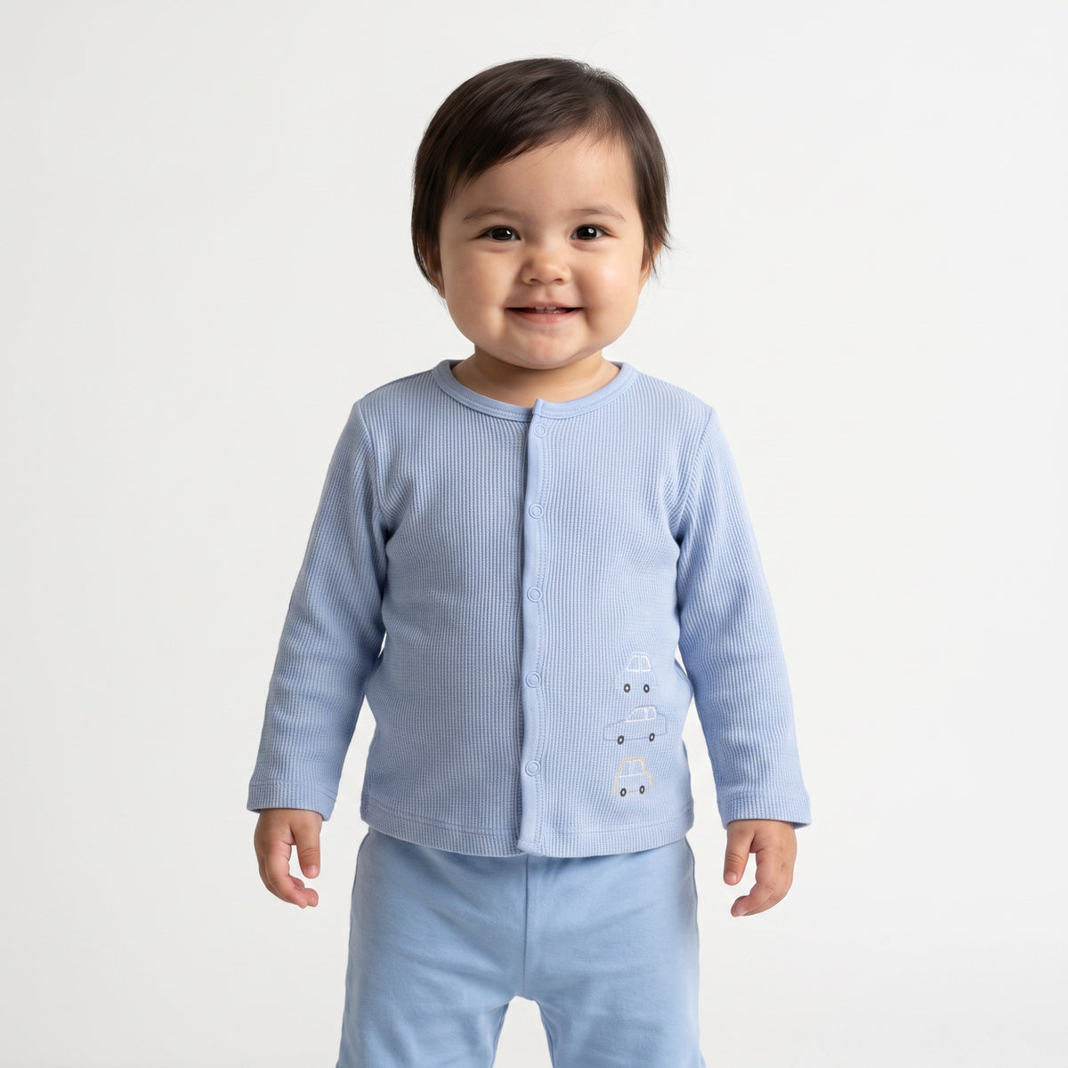 Baby Boys Blue and White Cotton Front Open Vests Pack of 2 Regular Fit Casual Wear