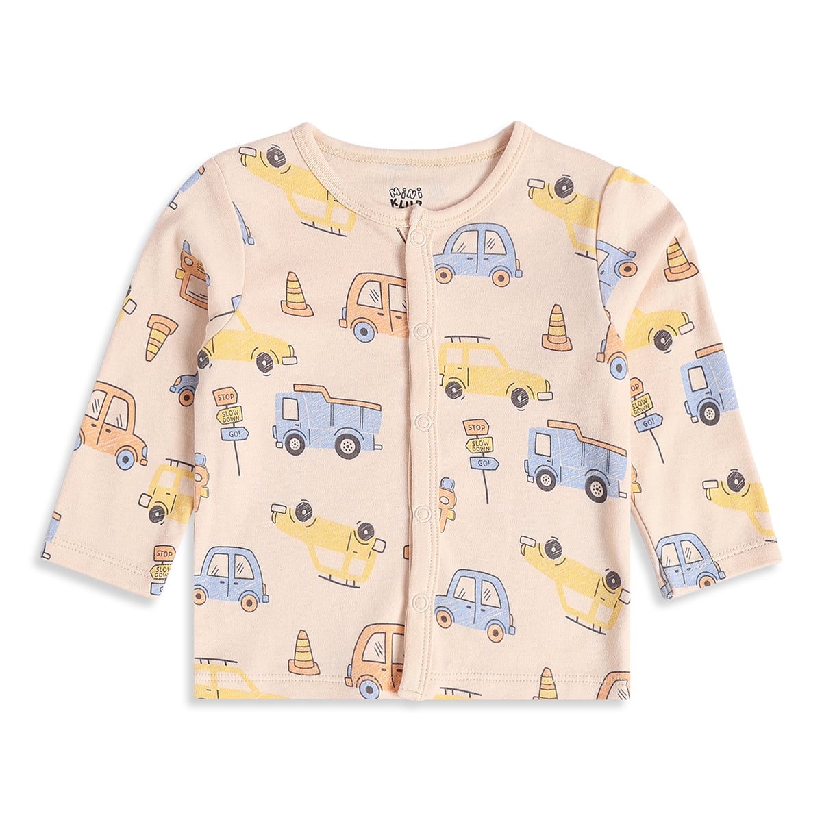 Baby Boys Peach And Beige Cotton Blend Vehicle Printed Front Open Vest Pack of 2 Regular Fit Casual Wear