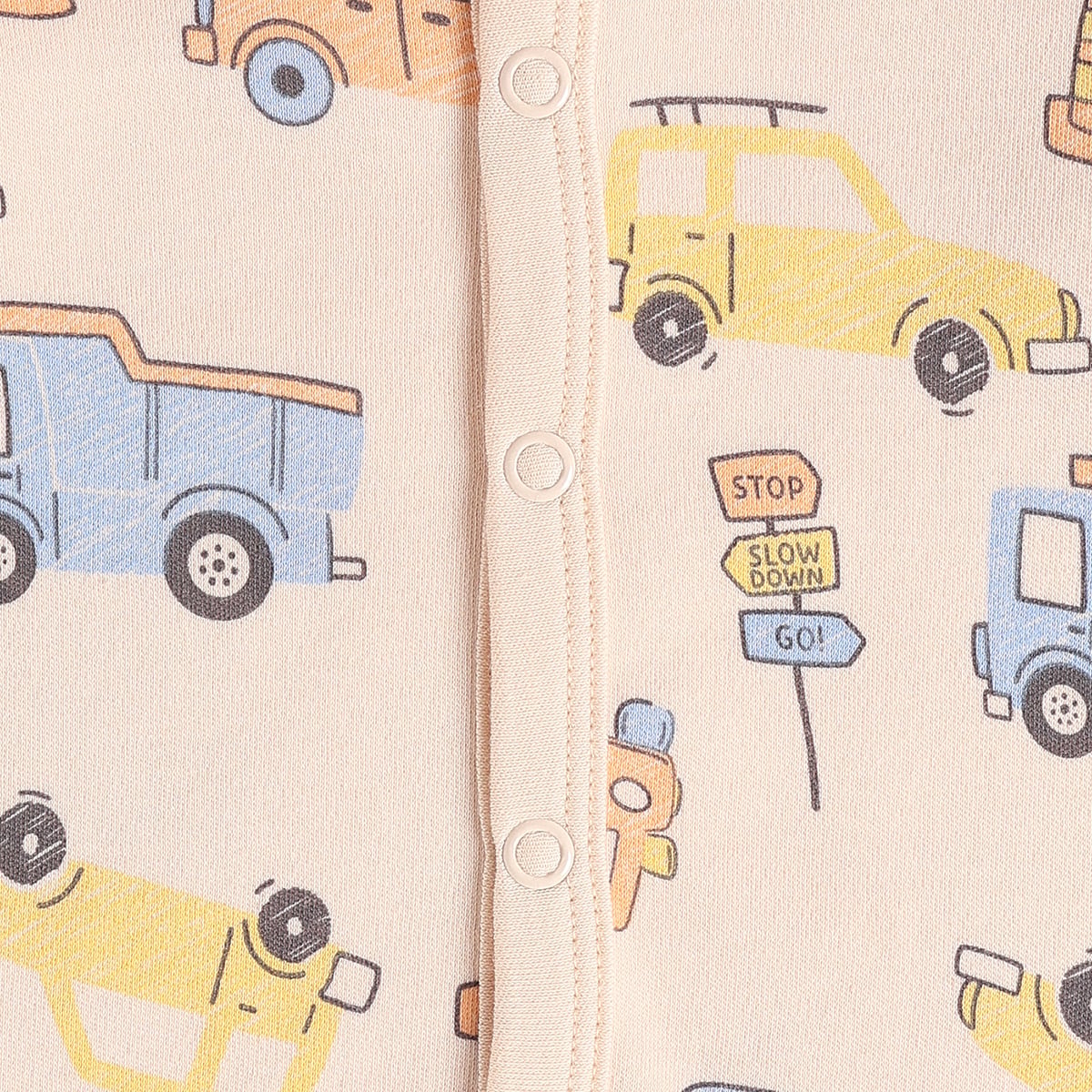 Baby Boys Peach And Beige Cotton Blend Vehicle Printed Front Open Vest Pack of 2 Regular Fit Casual Wear