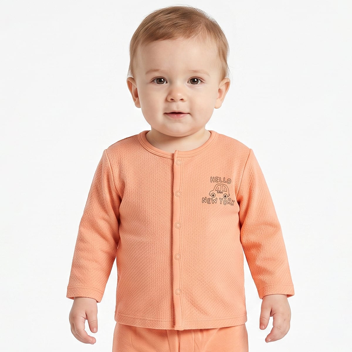 Baby Boys Peach And Beige Cotton Blend Vehicle Printed Front Open Vest Pack of 2 Regular Fit Casual Wear
