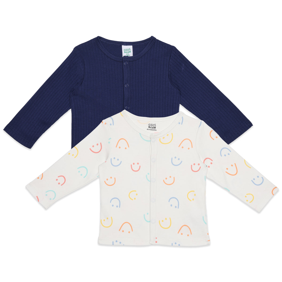 Baby Boys Navy Blue and White Cotton Front Open Vests Pack of 2 Regular Fit Casual Wear