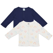 Baby Boys Navy Blue and White Cotton Front Open Vests Pack of 2 Regular Fit Casual Wear