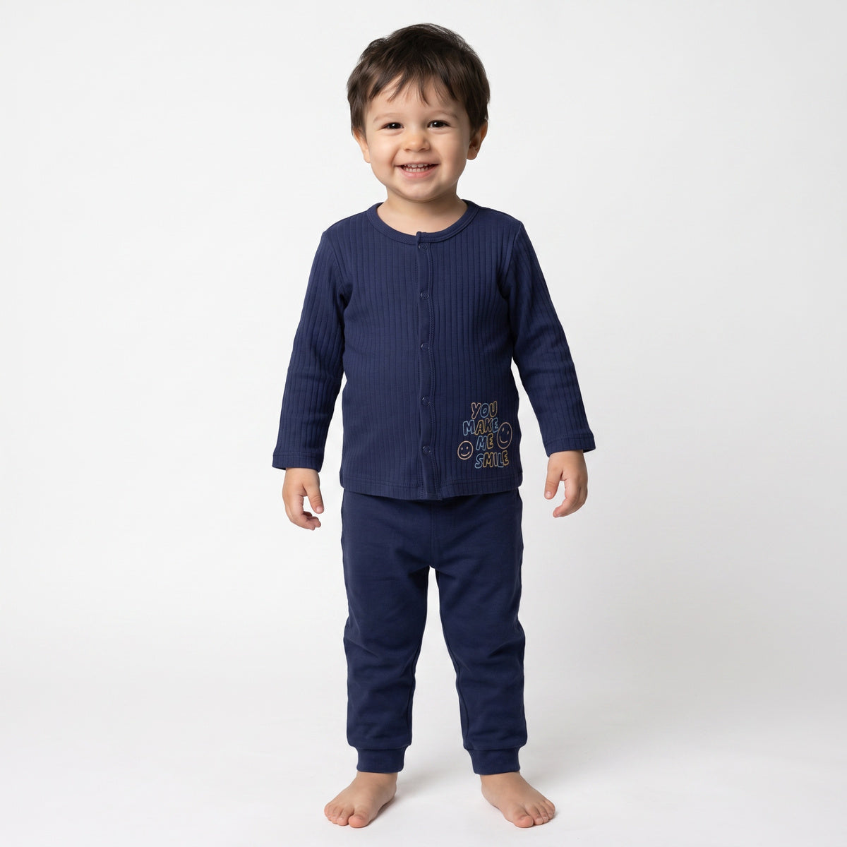 Baby Boys Navy Blue and White Cotton Front Open Vests Pack of 2 Regular Fit Casual Wear