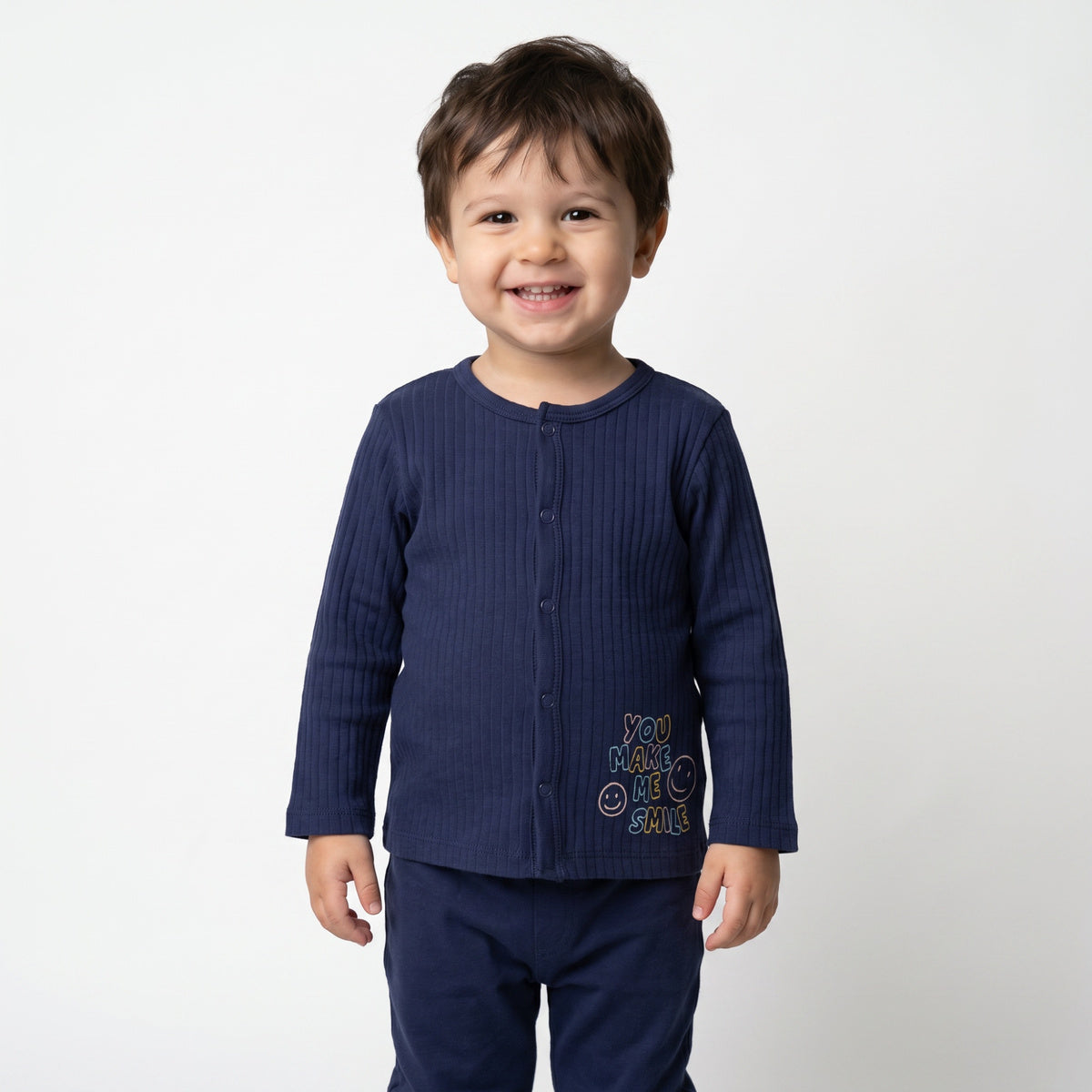 Baby Boys Navy Blue and White Cotton Front Open Vests Pack of 2 Regular Fit Casual Wear