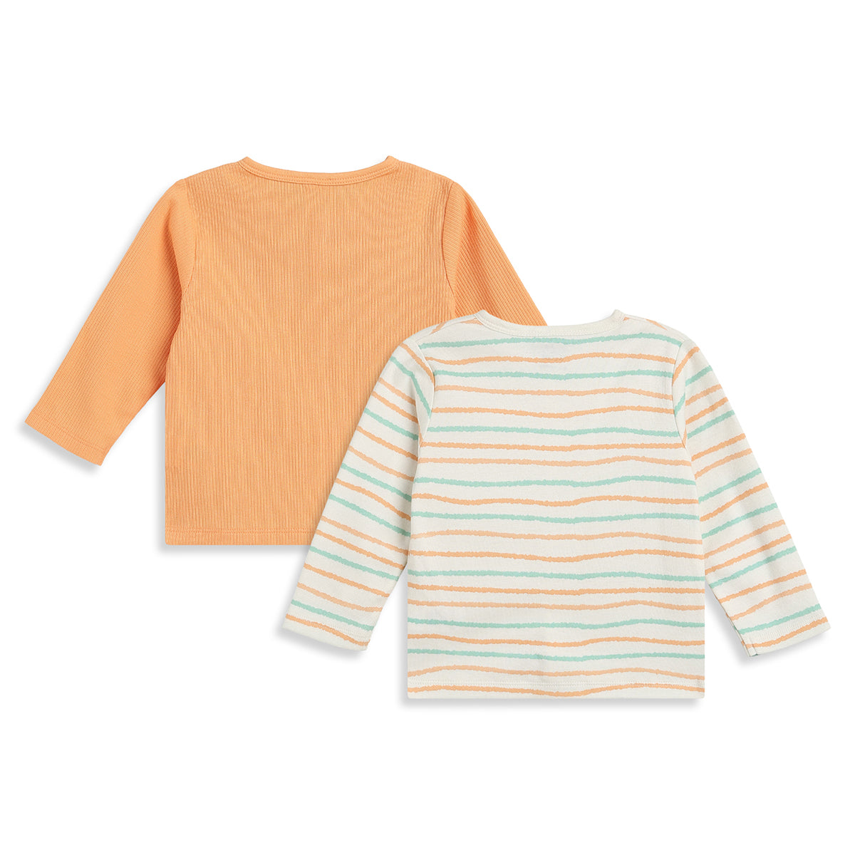 Baby Boys Peach and White Cotton Front Open Full Sleeve Vest Pack of 2 Everyday Essentials