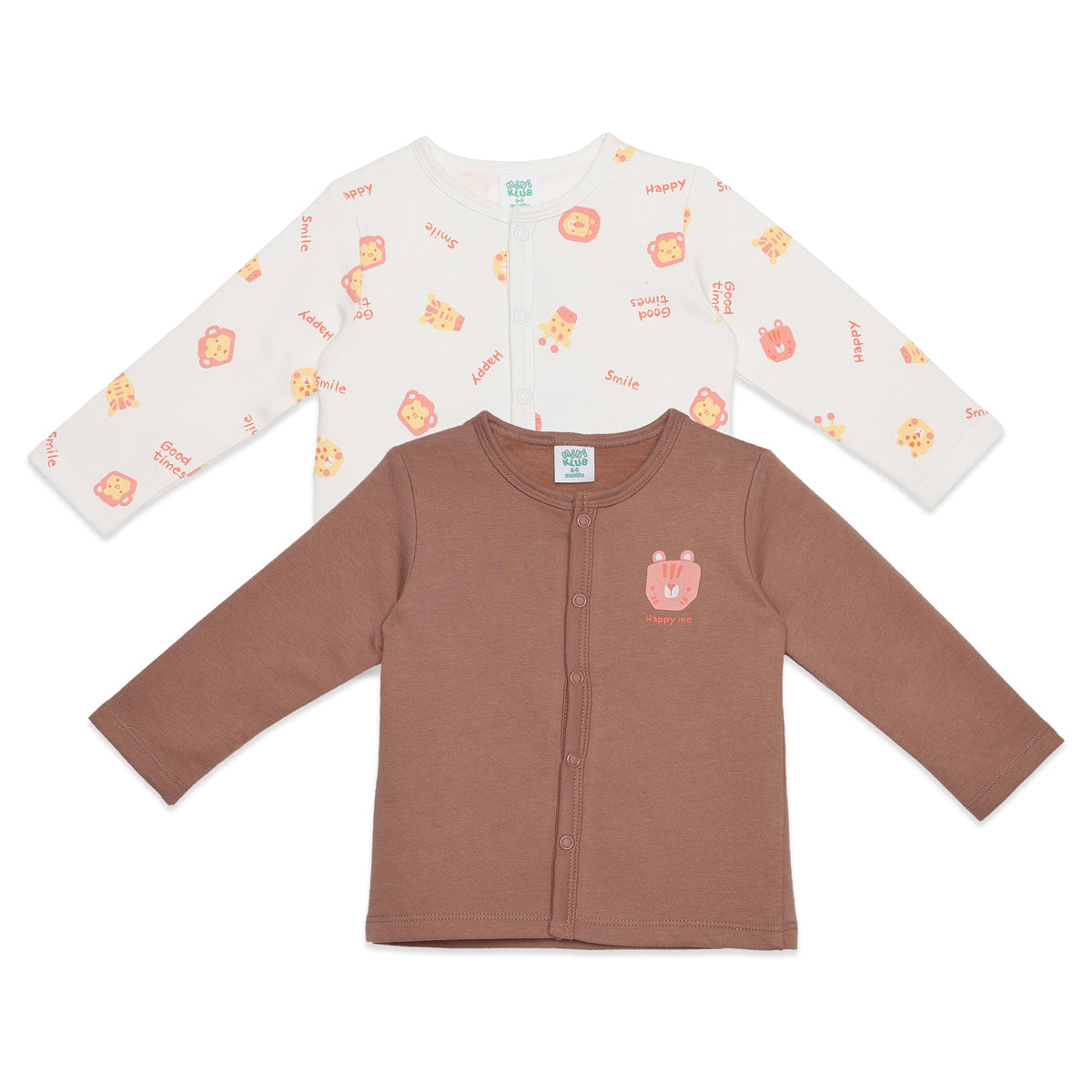 Baby Boys Brown and Cream Cotton Front Open Vests Pack of 2 Regular Fit Casual Wear