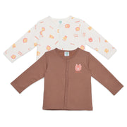 Baby Boys Brown and Cream Cotton Front Open Vests Pack of 2 Regular Fit Casual Wear