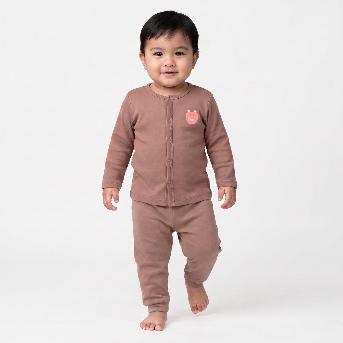 Baby Boys Brown and Cream Cotton Front Open Vests Pack of 2 Regular Fit Casual Wear
