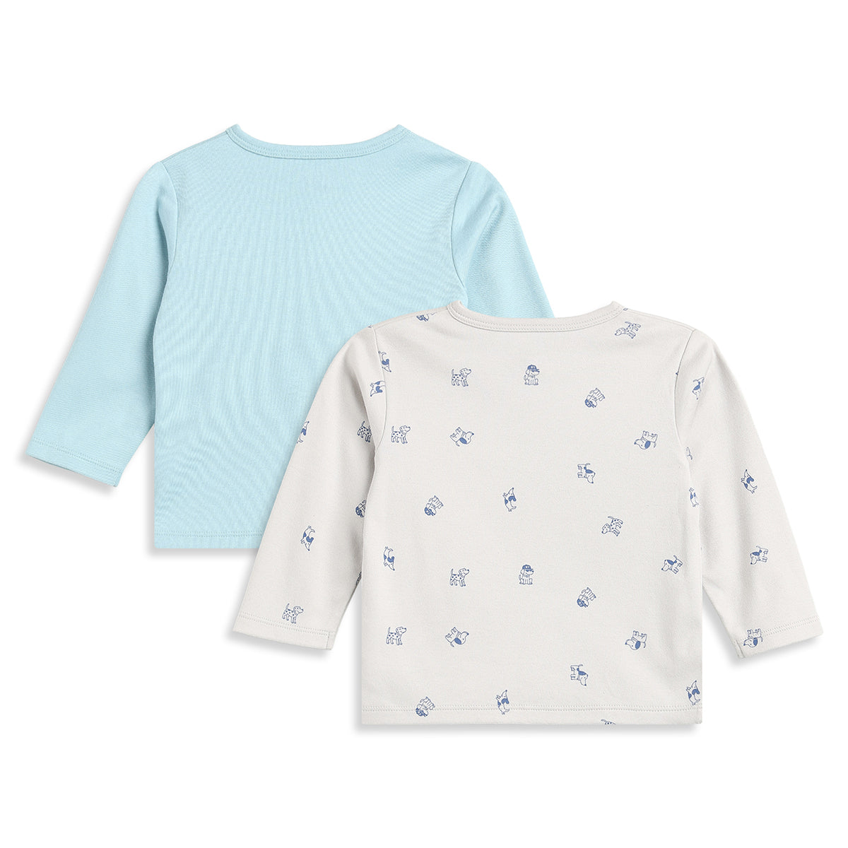 Baby Boys Sky Blue and White Cotton Front Open Full Sleeve Vest Pack of 2 Everyday Essentials