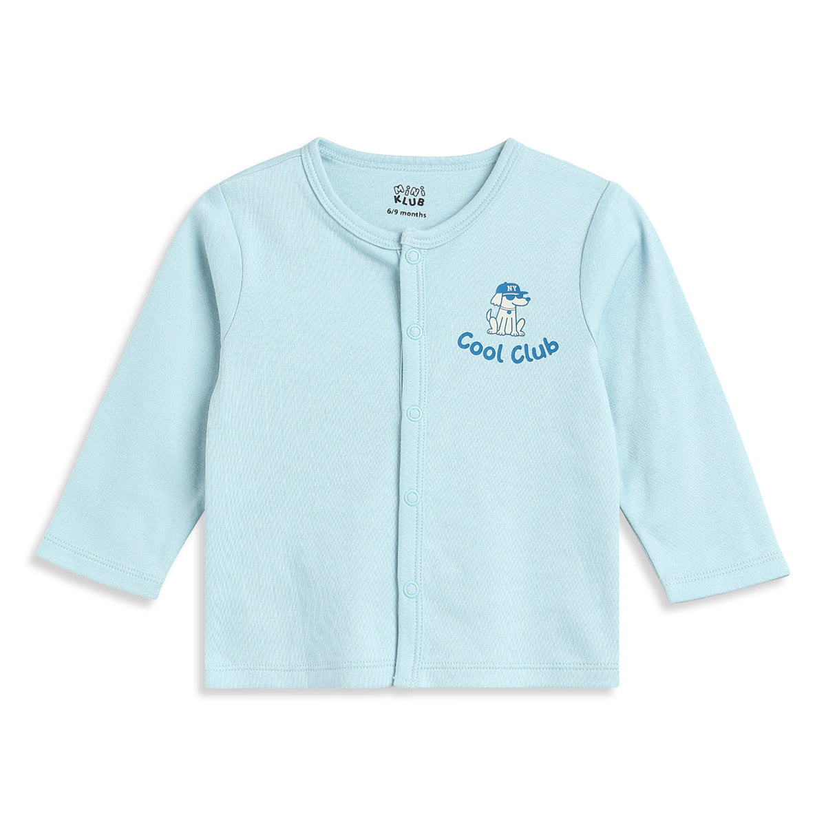 Baby Boys Sky Blue and White Cotton Front Open Full Sleeve Vest Pack of 2 Everyday Essentials