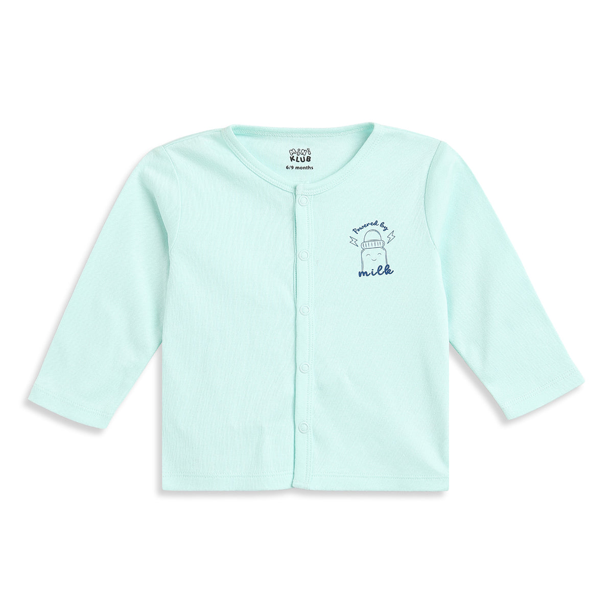Baby Boys Mint Green and White Cotton Front Open Full Sleeve Vest Pack of 2 Everyday Essentials