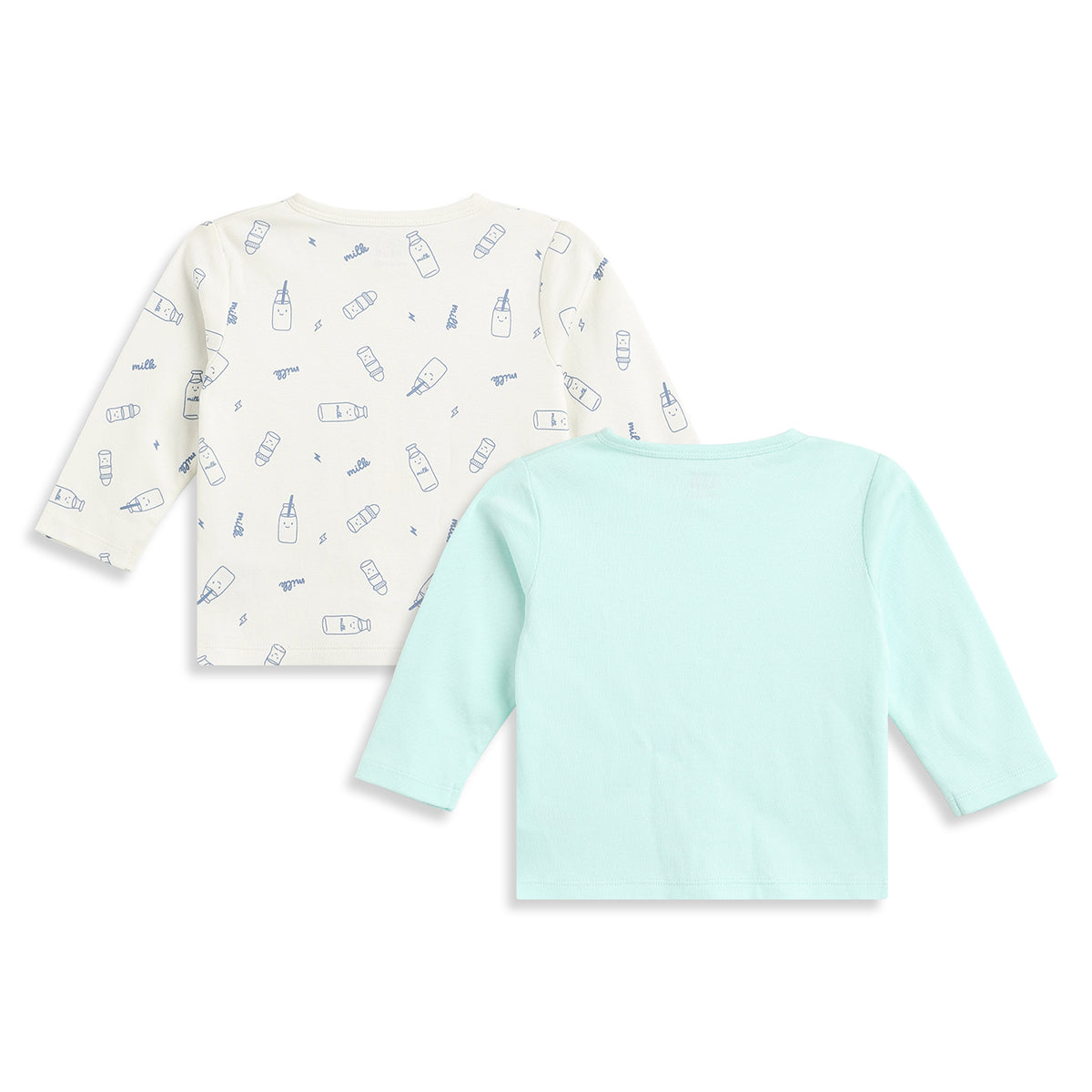 Baby Boys Mint Green and White Cotton Front Open Full Sleeve Vest Pack of 2 Everyday Essentials