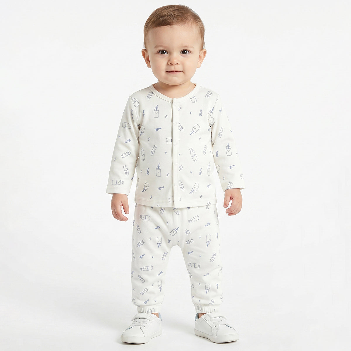 Baby Boys Mint Green and White Cotton Front Open Full Sleeve Vest Pack of 2 Everyday Essentials
