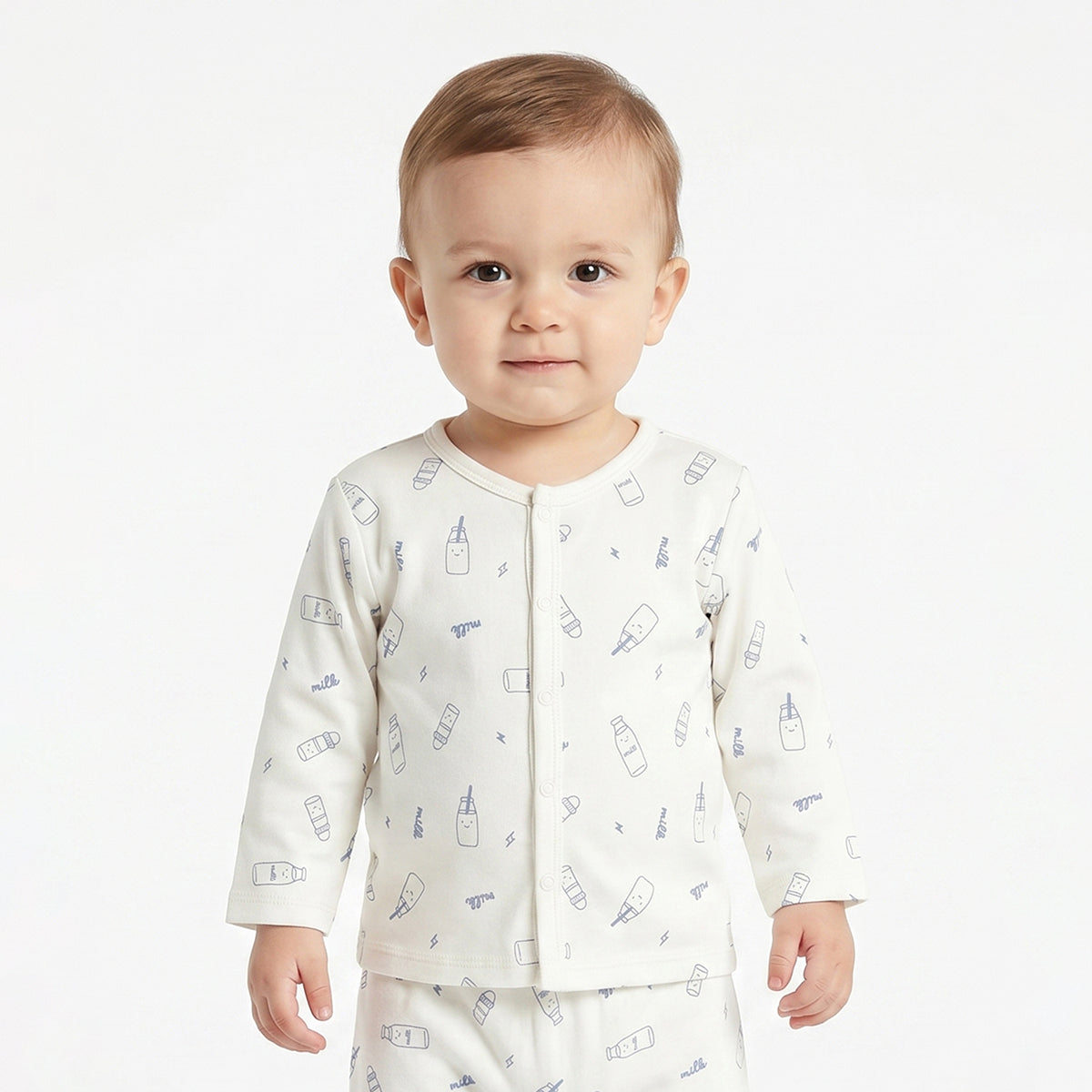 Baby Boys Mint Green and White Cotton Front Open Full Sleeve Vest Pack of 2 Everyday Essentials