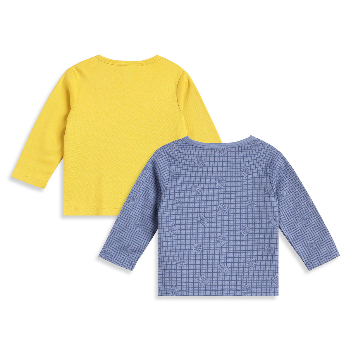Baby Boys Yellow and Blue Cotton Front Open Full Sleeve Vest Pack of 2 Everyday Essentials