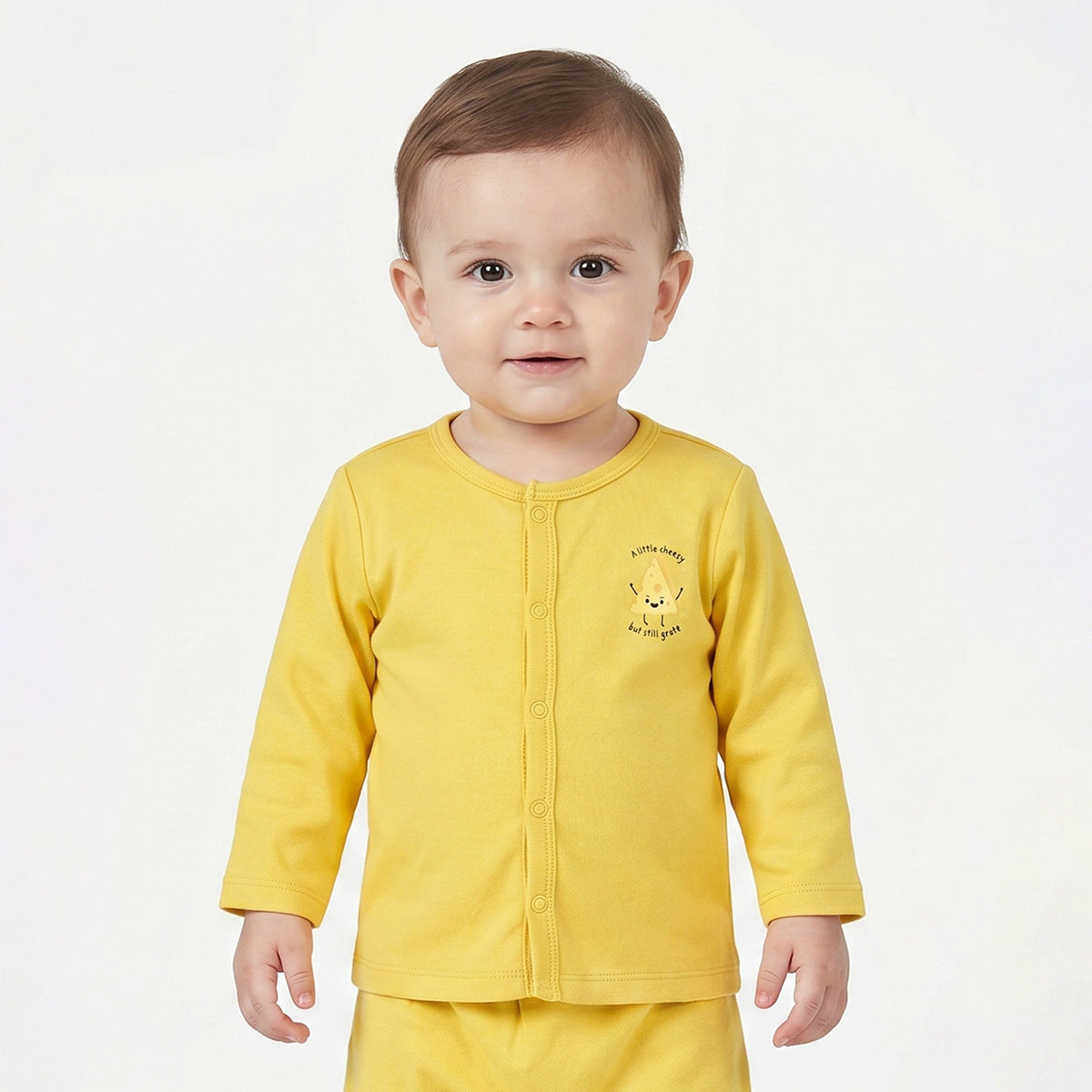 Baby Boys Yellow and Blue Cotton Front Open Full Sleeve Vest Pack of 2 Everyday Essentials
