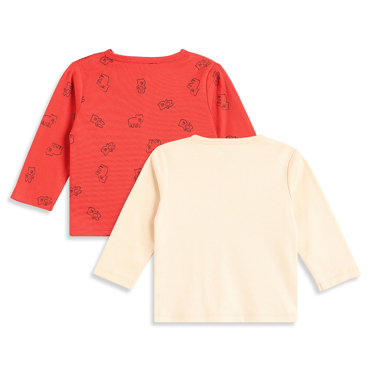 Baby Boys Red and Cream Cotton Front Open Full Sleeve Vest Pack of 2 Everyday Essentials