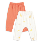 Baby Boys Peach and White Cotton Knit Bottom Pack of 2 Regular Fit Everyday Wear