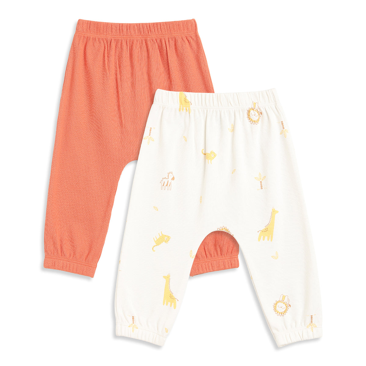 Baby Boys Peach and White Cotton Knit Bottom Pack of 2 Regular Fit Everyday Wear