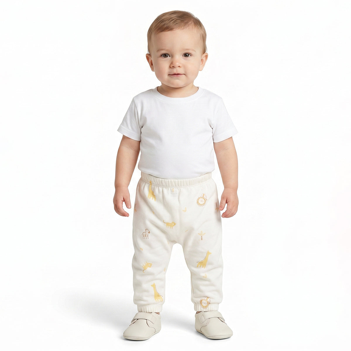 Baby Boys Peach and White Cotton Knit Bottom Pack of 2 Regular Fit Everyday Wear
