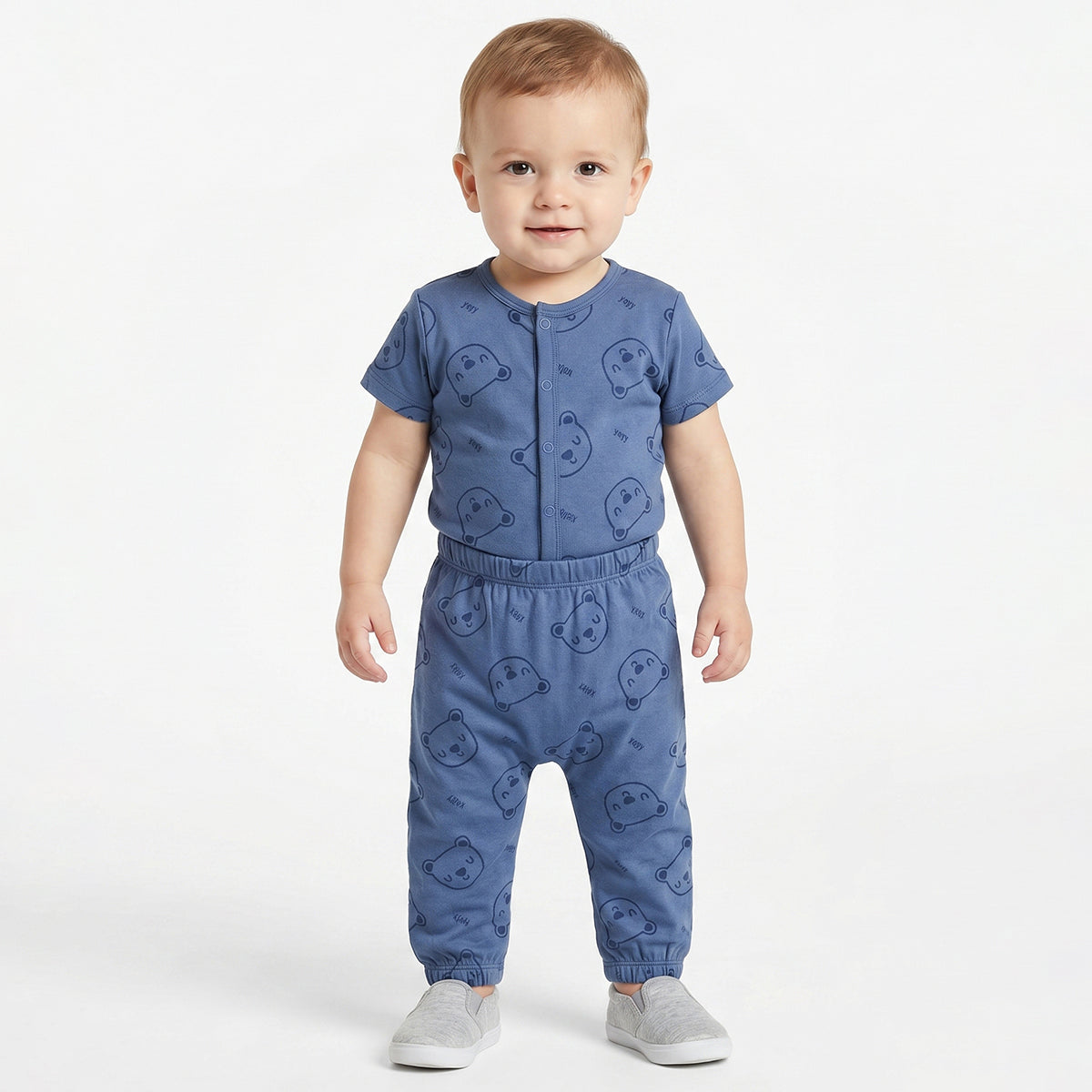 Baby Boys Sky Blue and Blue Cotton Knit Bottom Pack of 2 Regular Fit Everyday Wear