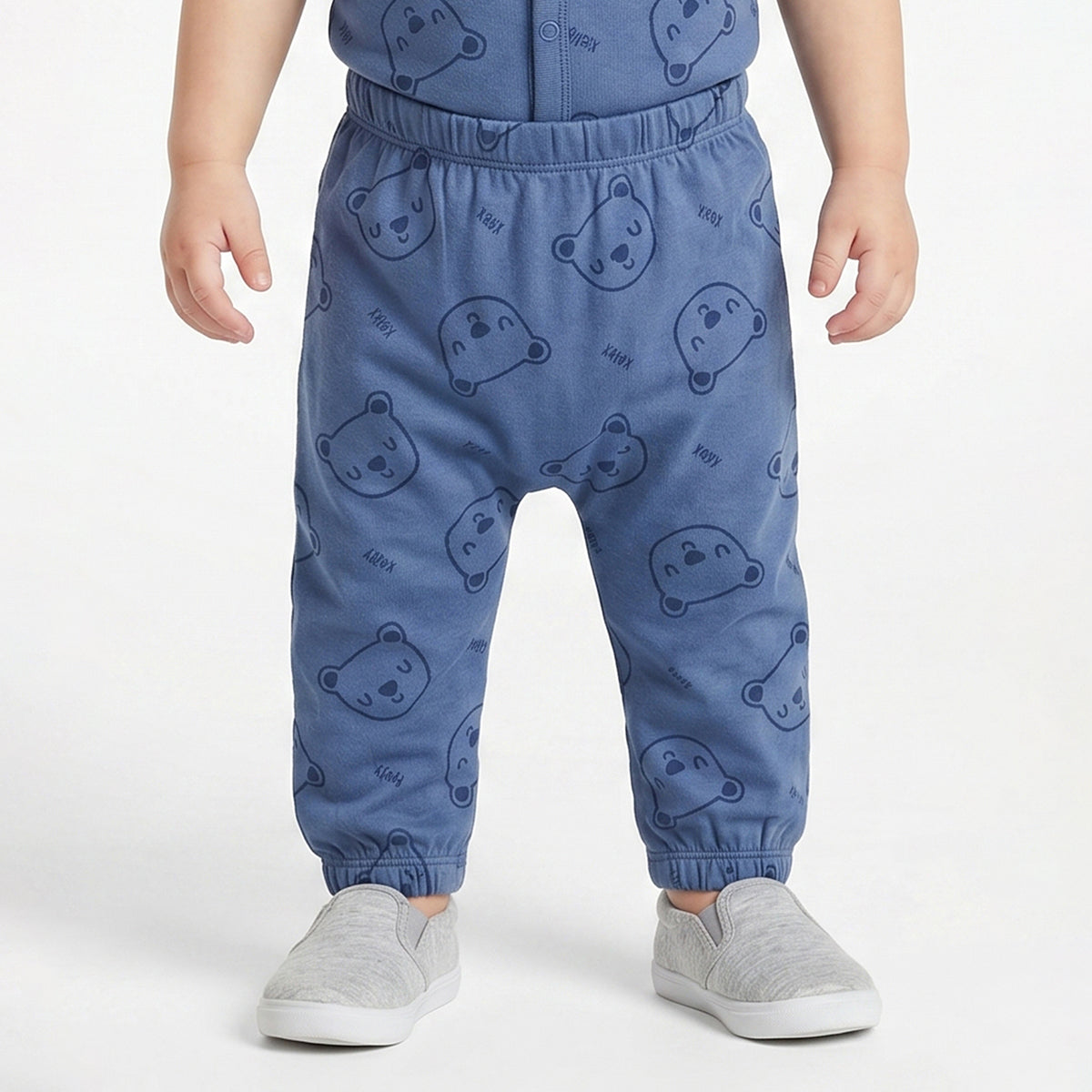 Baby Boys Sky Blue and Blue Cotton Knit Bottom Pack of 2 Regular Fit Everyday Wear