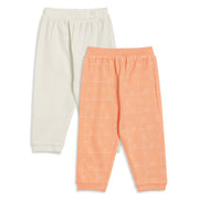 Baby Boys Cream and Peach Cotton Joggers Pack of 2 Regular Fit