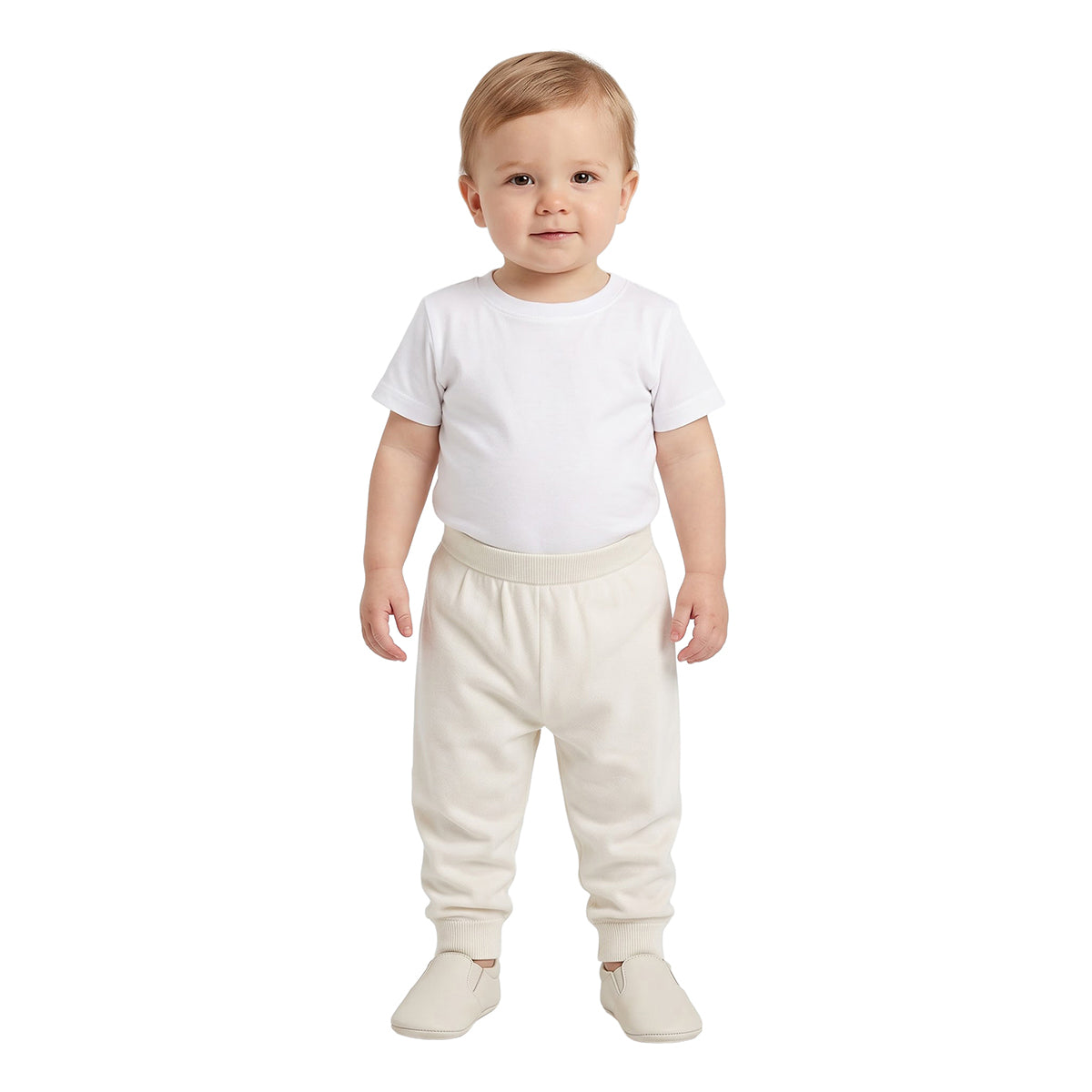 Baby Boys Cream and Peach Cotton Joggers Pack of 2 Regular Fit