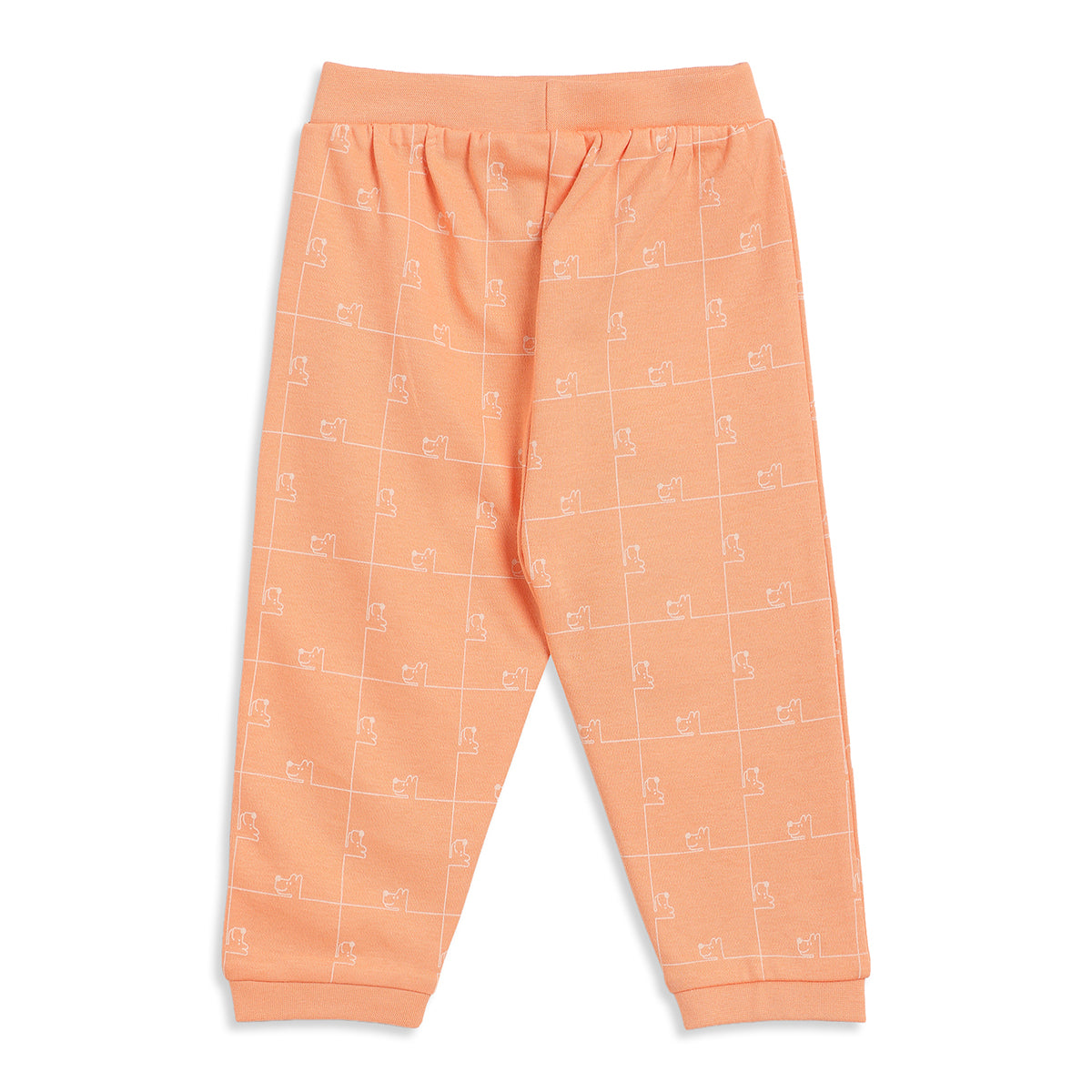 Baby Boys Cream and Peach Cotton Joggers Pack of 2 Regular Fit