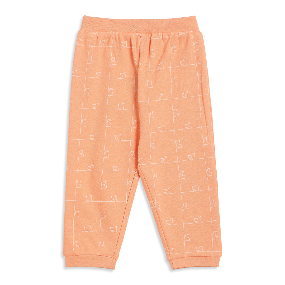 Baby Boys Cream and Peach Cotton Joggers Pack of 2 Regular Fit