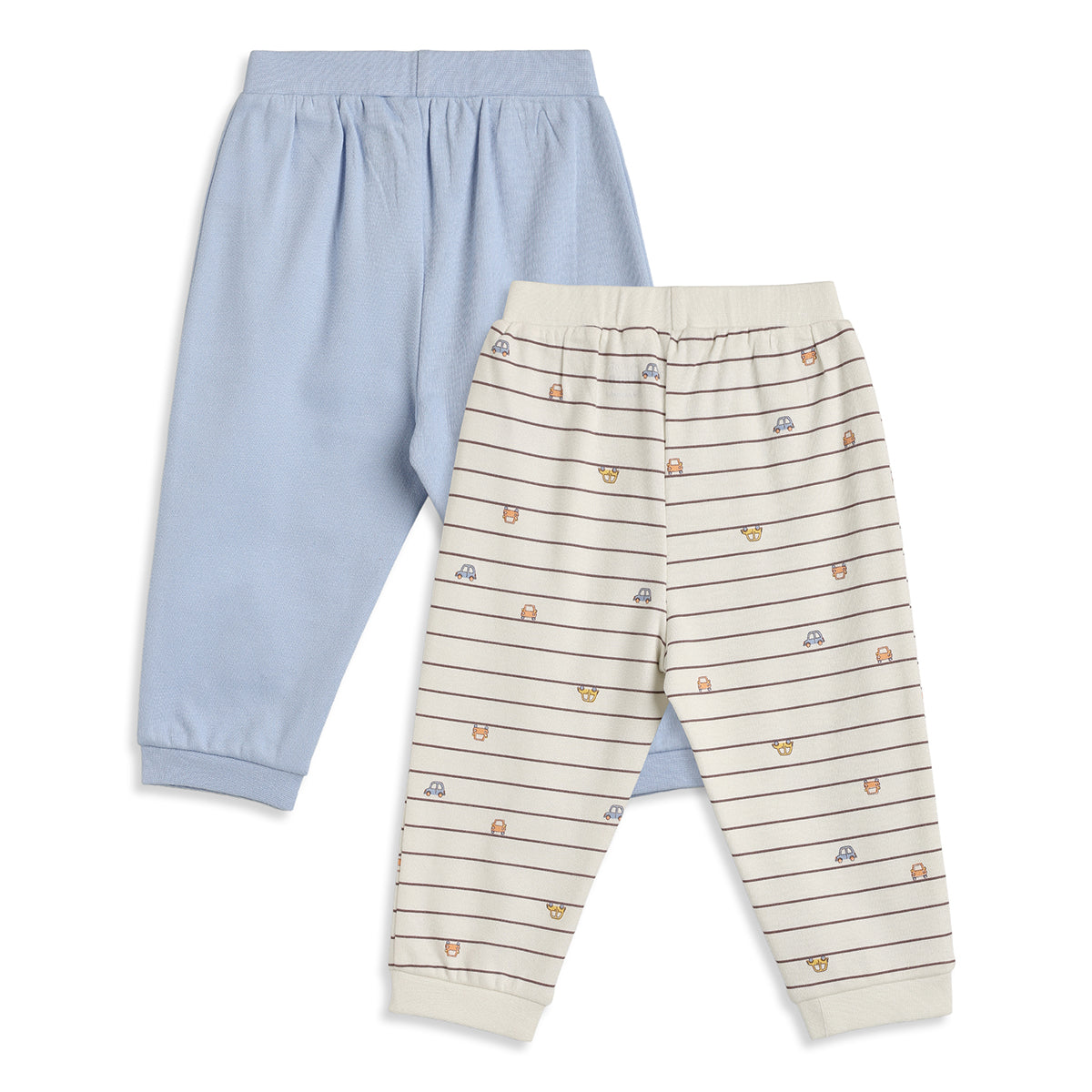 Baby Boys Sky Blue and White Cotton Knit Bottom Pack of 2 Regular Fit Everyday Wear