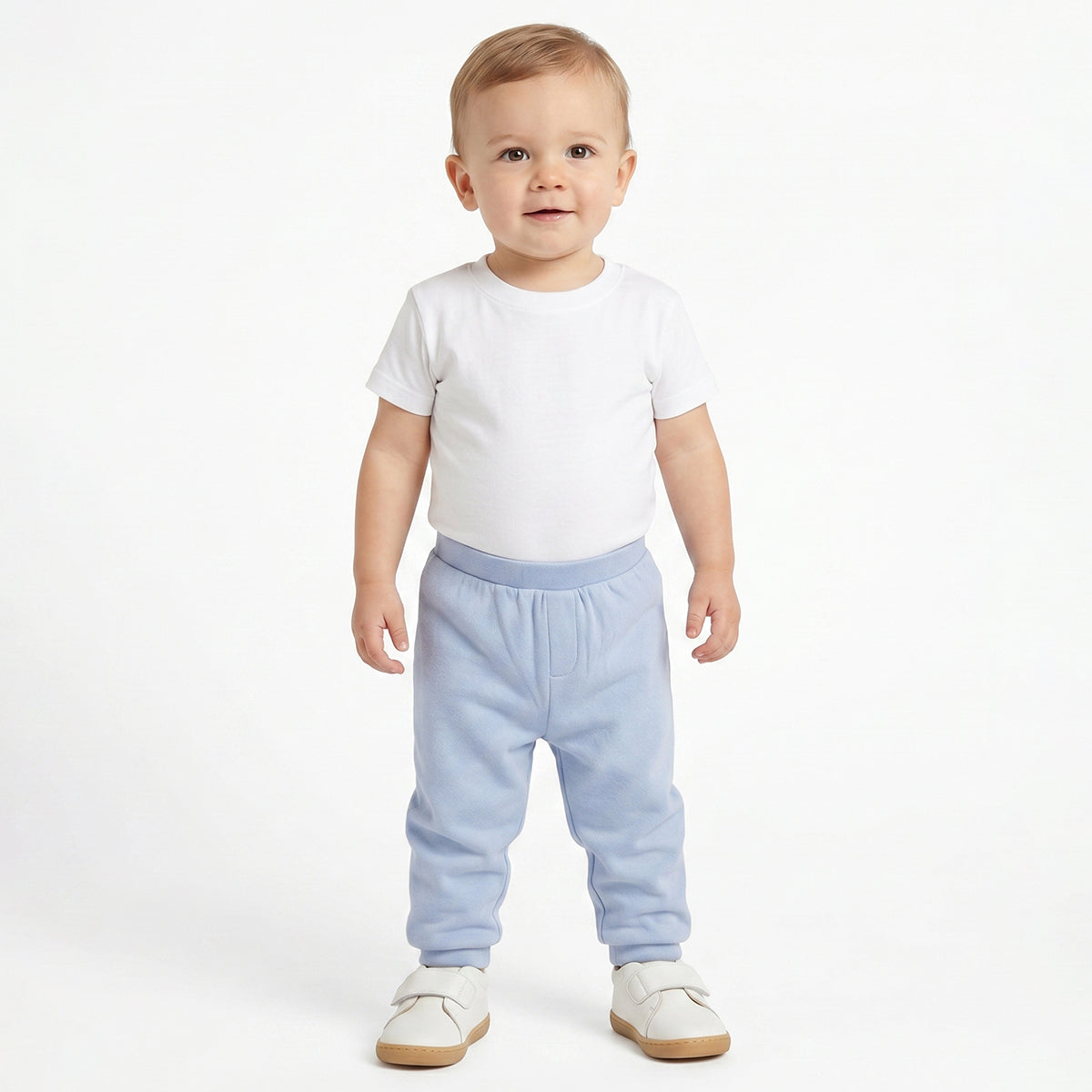 Baby Boys Sky Blue and White Cotton Knit Bottom Pack of 2 Regular Fit Everyday Wear