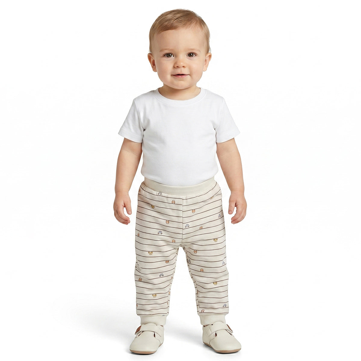 Baby Boys Sky Blue and White Cotton Knit Bottom Pack of 2 Regular Fit Everyday Wear