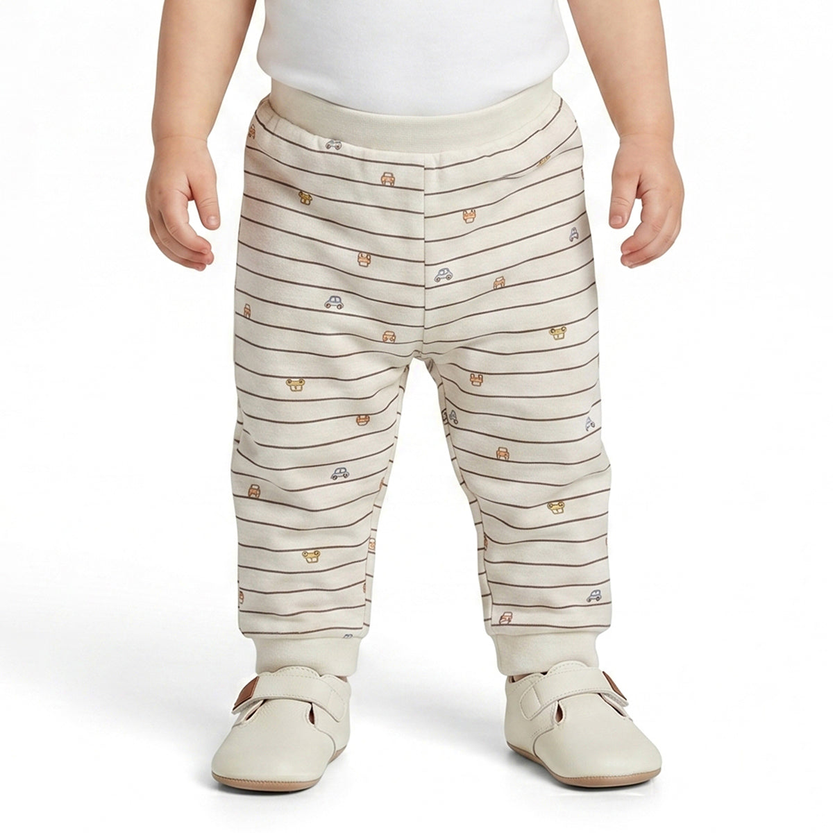 Baby Boys Sky Blue and White Cotton Knit Bottom Pack of 2 Regular Fit Everyday Wear