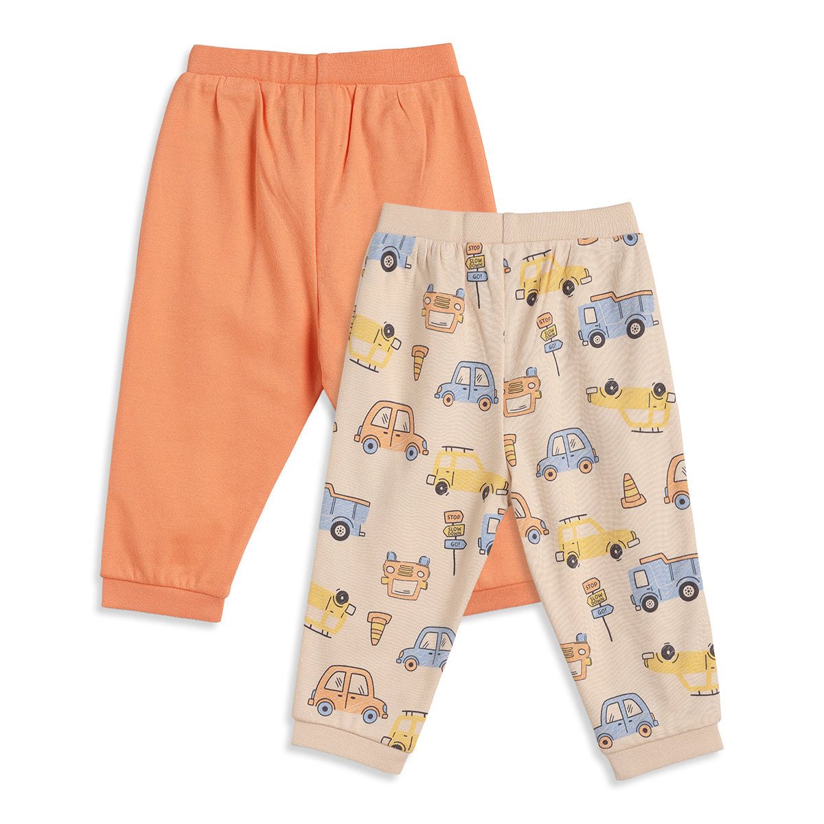 Baby Boys Peach and Cream Cotton Knit Bottom Pack of 2 Regular Fit Everyday Wear