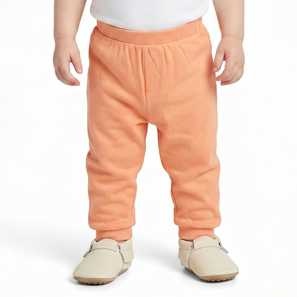 Baby Boys Peach and Cream Cotton Knit Bottom Pack of 2 Regular Fit Everyday Wear