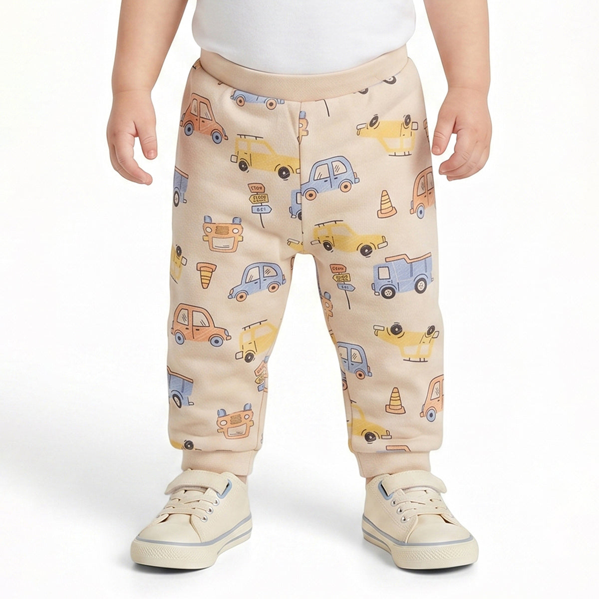 Baby Boys Peach and Cream Cotton Knit Bottom Pack of 2 Regular Fit Everyday Wear