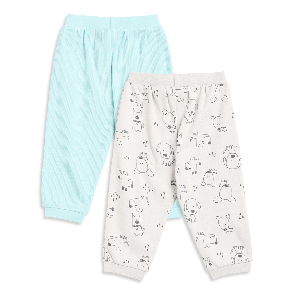 Baby Boys Mint Green and White Cotton Knit Bottom Pack of 2 Regular Fit Everyday Wear