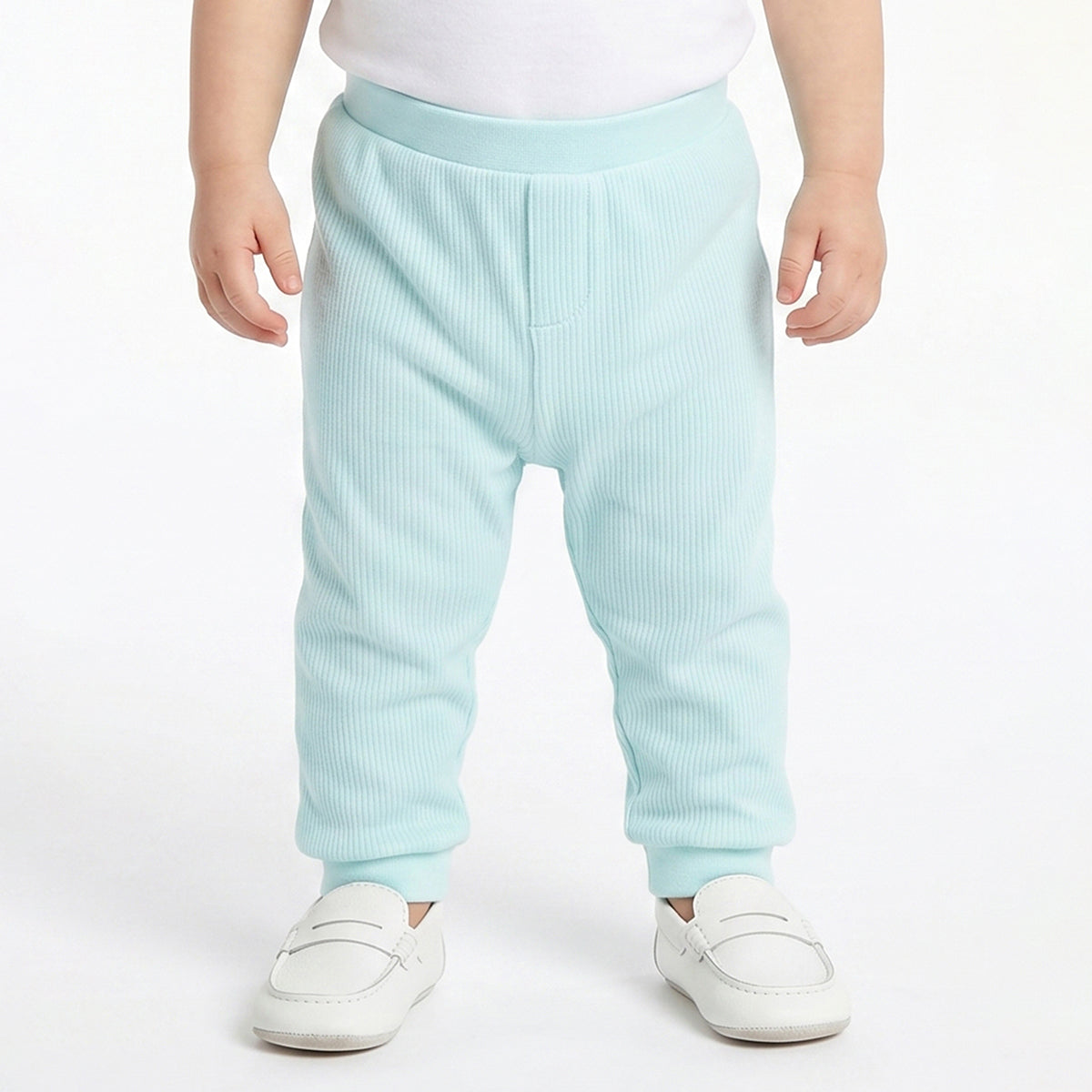 Baby Boys Mint Green and White Cotton Knit Bottom Pack of 2 Regular Fit Everyday Wear