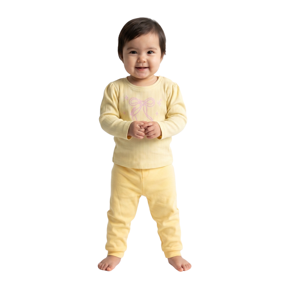 Baby Boys Yellow and Beige Cotton Jogger Pack of 2 Casual Kids Pants