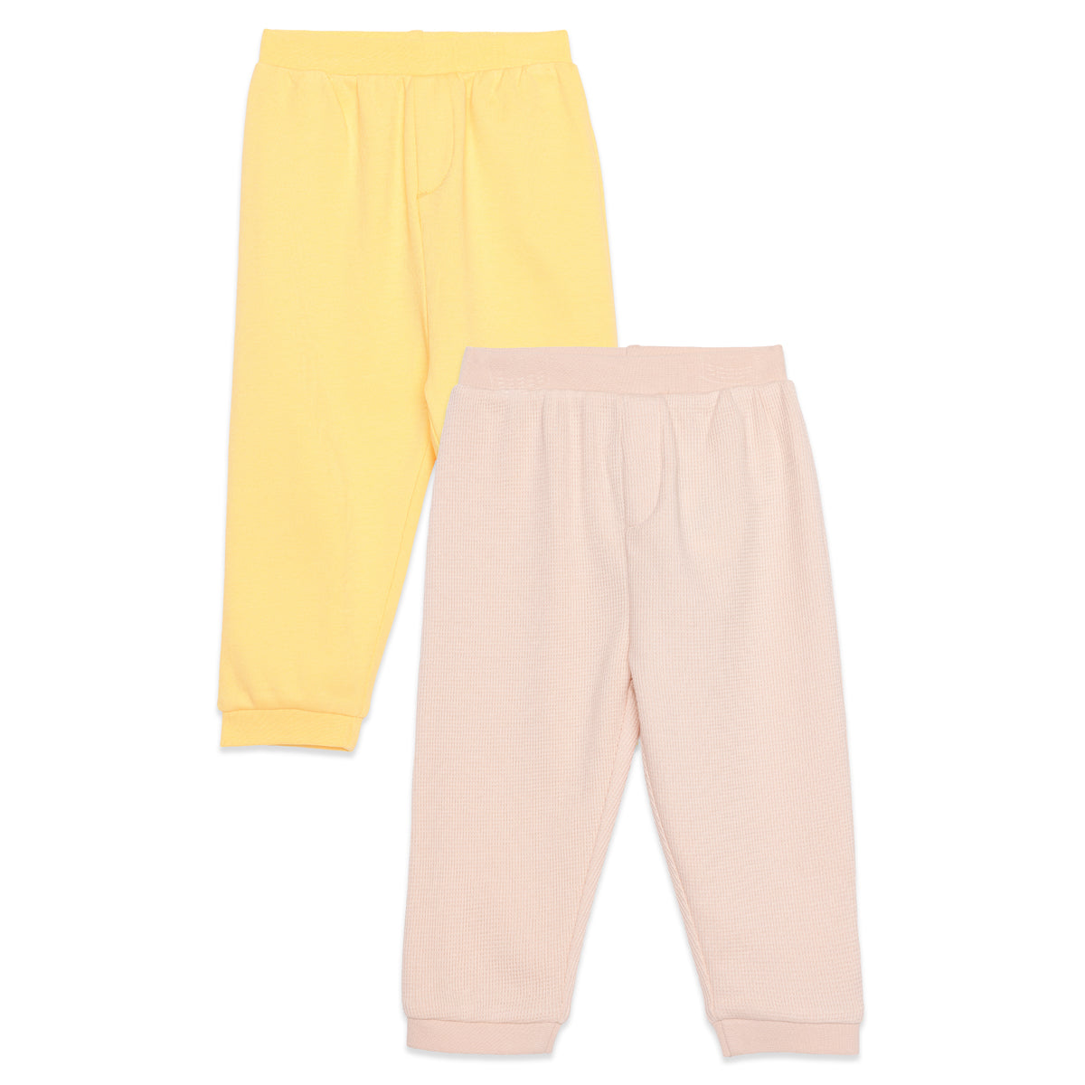 Baby Boys Yellow and Beige Cotton Jogger Pack of 2 Regular Fit Casual Kids Pants